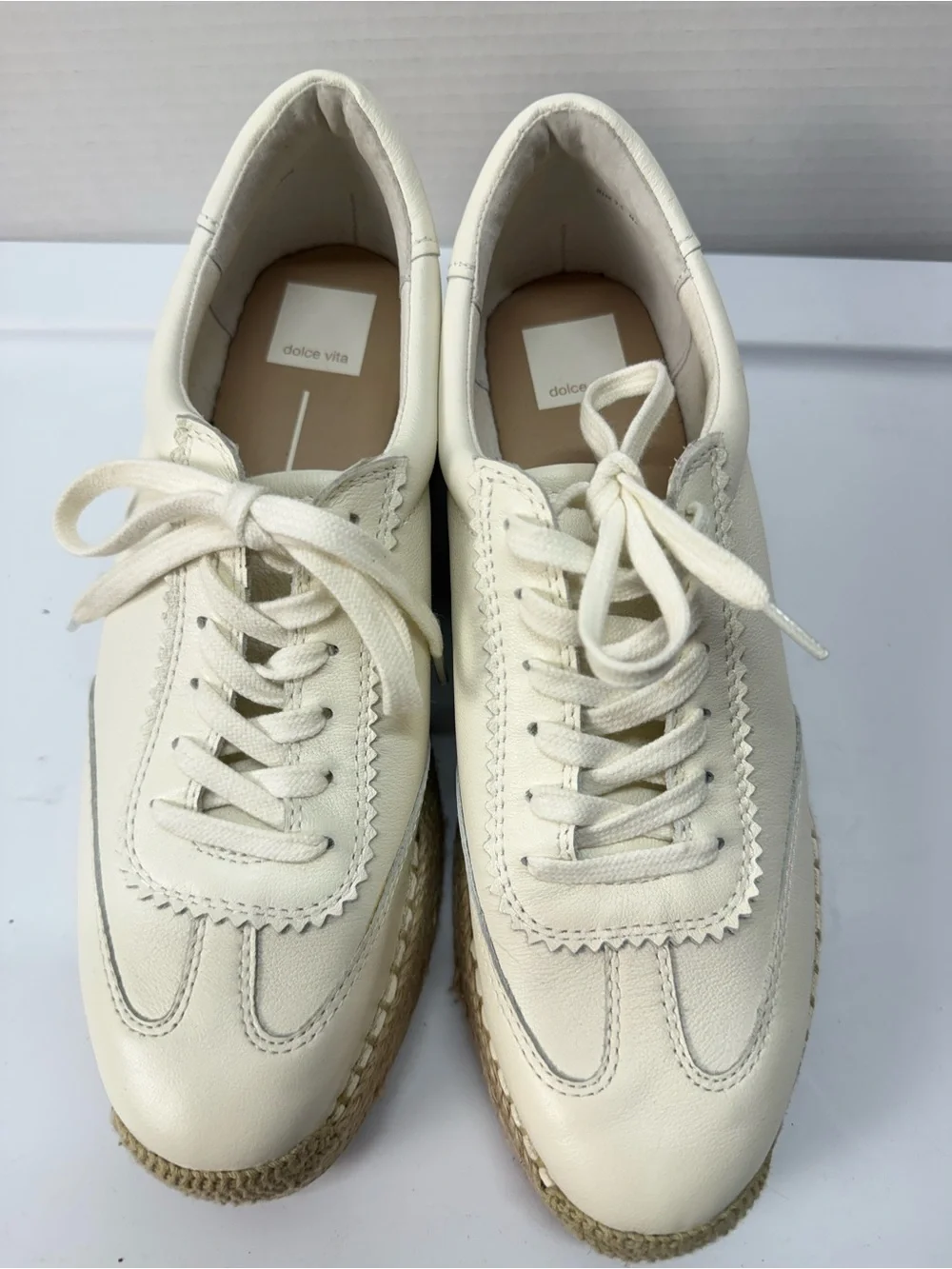 Dolce Vita Jaja Lace Up Espadrille Platform Sneakers NEW Cream/White Size 9.5